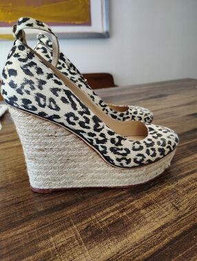 Charlotte Olympia Espadriles Platform Sandals Leopard Pritnt Size 39.5 9.5